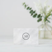Cool Minimalist Monogrammed Elegant Marble Visitekaartje (Staand voorkant)