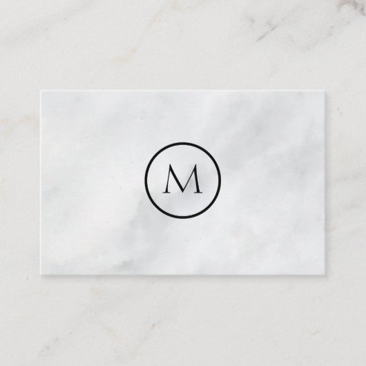 Cool Minimalist Monogrammed Elegant Marble Visitekaartje (Voorkant)