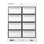 Cool Minimalistisch Zwart & Wit Etiket (Full Sheet)