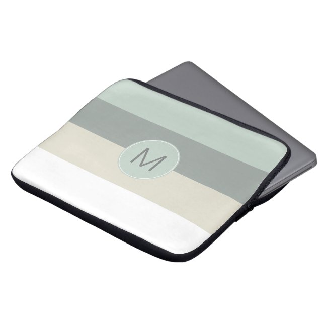 Cool minimalistische striptiepatroon met uw monogr laptop sleeve (Voorkant top)