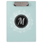 Cool Mint Blue Floral, aangepast monogram Klembord (Voorkant)
