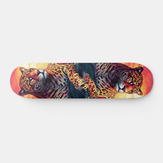 Cool Mirror Image Tropical Tiger Skateboard (Horz)