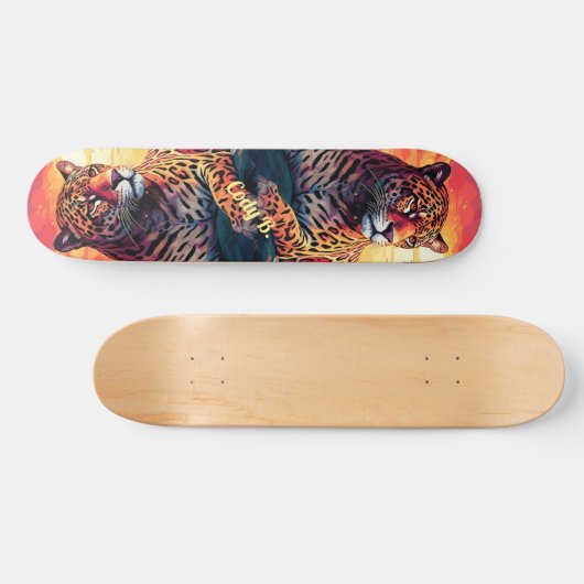 Cool Mirror Image Tropical Tiger Skateboard (Horz)