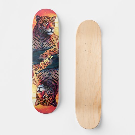 Cool Mirror Image Tropical Tiger Skateboard (Recto)