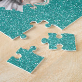 Cool Mode Meisje Turquoise Glitter Gepersonaliseer Legpuzzel (Zijkant)