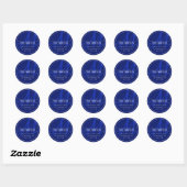 Cool modern adres Navy & Royal Blue met wit Ronde Sticker (Vel)