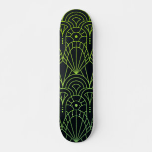 Cool Modern Art Deco Green Black Patroon Skateboard