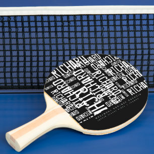 Cool / modern b/w tafeltennis-paddle met naam tafeltennisbatje