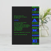 Cool Modern Bar Mitzvah Invitation Black Blue Kaart (Staand voorkant)