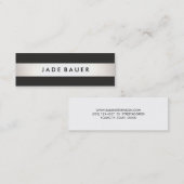 Cool Modern Black en Silver Striped Mini Visitekaartje (Voorkant / Achterkant)