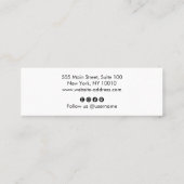 Cool Modern Black en White bold Script Mini Visitekaartje (Achterkant)