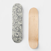 Cool Modern Black en White Floral Pattern Skateboard (Voorkant)