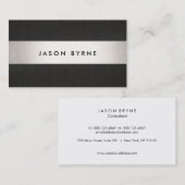 Cool Modern Black Silver Striped Professional Visitekaartje (Voorkant / Achterkant)