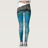 Cool Modern Blue Agate Gemstone Rock met Monogram Leggings (Voorkant)