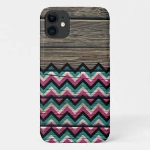 Cool Modern Chevron Pattern op hout iPhone 11 Hoesje