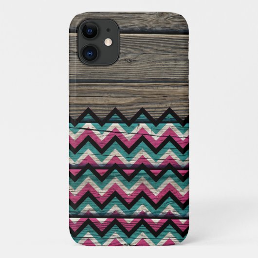 Cool Modern Chevron Pattern op hout Case-Mate iPhone Case (Achterkant)