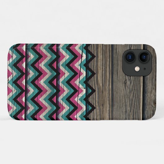 Cool Modern Chevron Pattern op hout Case-Mate iPhone Case (Achterkant (horizontaal))