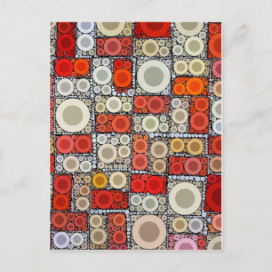 Cool Modern Circle Oranje Rode Mozaïektegel Briefkaart