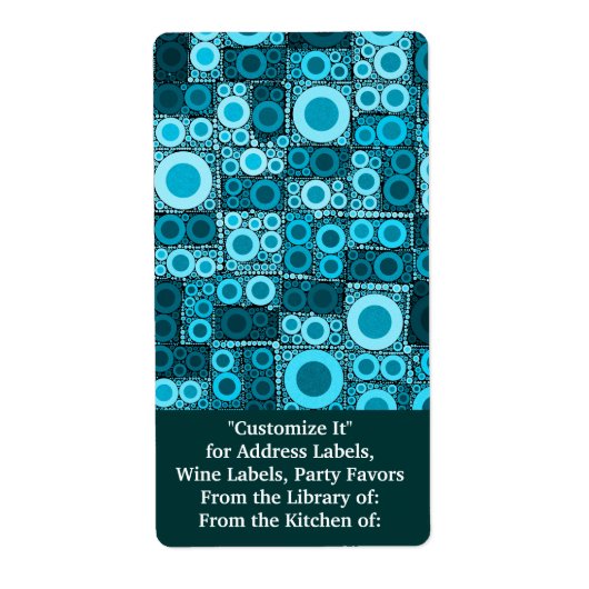 Cool Modern Circles Blue Blauwgroen Mosaic Tile Pa Etiket (Voorkant)