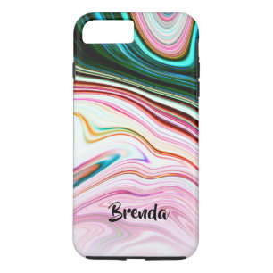Cool Modern Colorful Marble Swirls Monogram iPhone 8 Plus / 7 Plus Hoesje