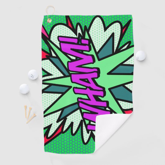 Cool Modern Comic Book WHAM Superhero Golfhanddoek (Insitu)