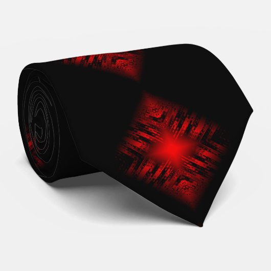 Cool Modern Digital Art Red en Black Stropdas (Opgerold)
