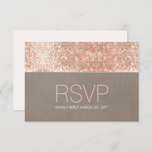 Cool Modern Faux Roos Gold Sequins RSVP (Voorkant / Achterkant)