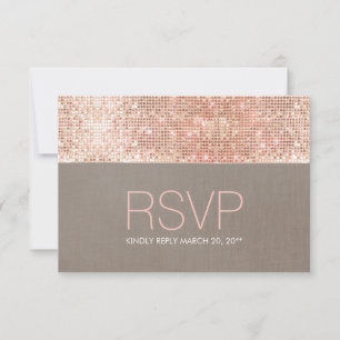 Cool Modern Faux Roos Gold Sequins RSVP Kaartje
