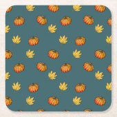 cool modern geel pompoenpatroon - liefhebbers woor vierkante kartonnen onderzetter (Voorkant)