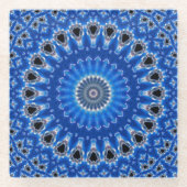 Cool Modern Geometric Pattern Blue Black Grey Glazen Onderzetter (Voorkant)