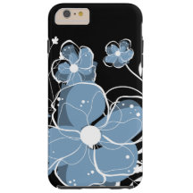 Cool Modern Girly Blauwe en Witte Bloemen