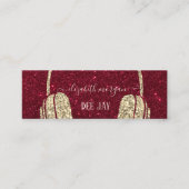 Cool Modern Gold Glitter Headphone DJ Red Glitter Mini Visitekaartje (Voorkant)