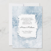 Cool Modern Grunge Double Sided Photo Blue Afstude Aankondiging (Achterkant)