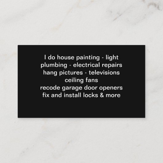 Cool Modern Handyman Double Side Visitekaartjes (Achterkant)