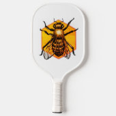 Cool Modern Honingbij Logo Wit Gepersonaliseerde T Pickleball Paddle (Achterkant)