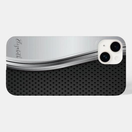 Cool Modern Metallic Silver Black Case-Mate iPhone Case (Achterkant (horizontaal))