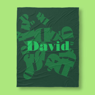 Cool modern monogram en naam in het groen fleece deken