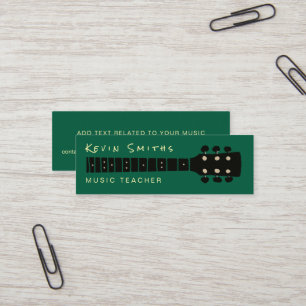Cool Modern Music Teacher Green Mini Visitekaartje
