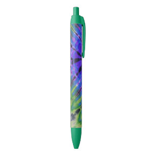 Cool Modern Peacock Blue Green Batik Tie Dye Print Zwarte Inkt Pen