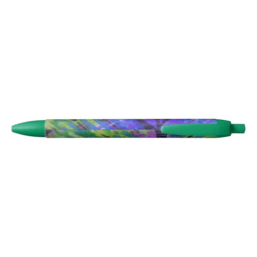 Cool Modern Peacock Blue Green Batik Tie Dye Print Zwarte Inkt Pen (Achterkant)