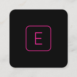 Cool Modern Pink Black Monogram of Company Letter Vierkante Visitekaartje