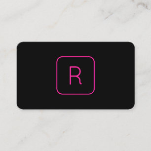 Cool Modern Pink Black Monogram of Company Letter Visitekaartje