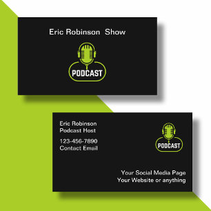 Cool Modern Podcast Microfoon Visitekaartjes