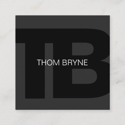 Cool Modern Professional Black 2 Letter Monogram Vierkante Visitekaartje (Voorkant)