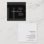 Cool Modern Professional Black 2 Letter Monogram Vierkante Visitekaartje (Voorkant / Achterkant)