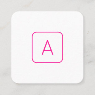 Cool Modern Roze Witte Monogram of Bedrijfsletter Vierkante Visitekaartje