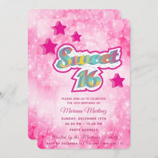 Cool modern super ster typografie roze kaart (Voorkant / Achterkant)