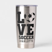 Cool Modern Voetbal Liefde Gepersonaliseerde Naam Geïsoleerde Drinkbeker (Links)