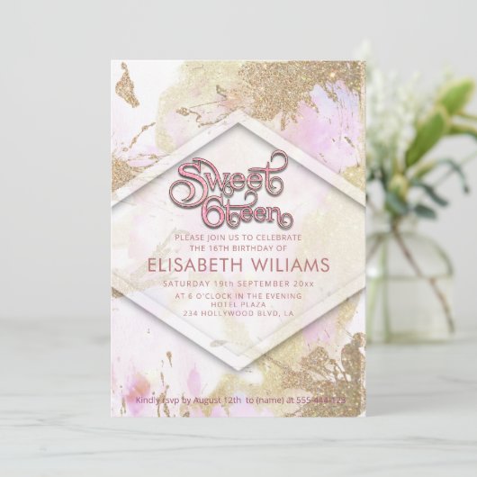 Cool modern waterverf typografie lief 16 kaart (Staand voorkant)