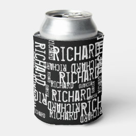 cool & modern zwart & wit Naam Typografie Blikjeskoeler